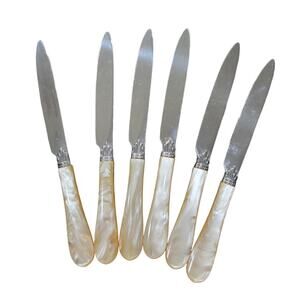 Mikasa Japan Vintage Mother of Pearl Prisma Butter Knives‎ Set of 6 Elegant Gift